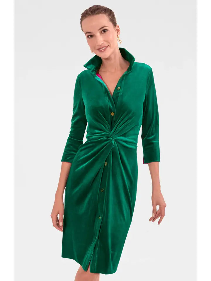 Emerald Silky Velvet Dress