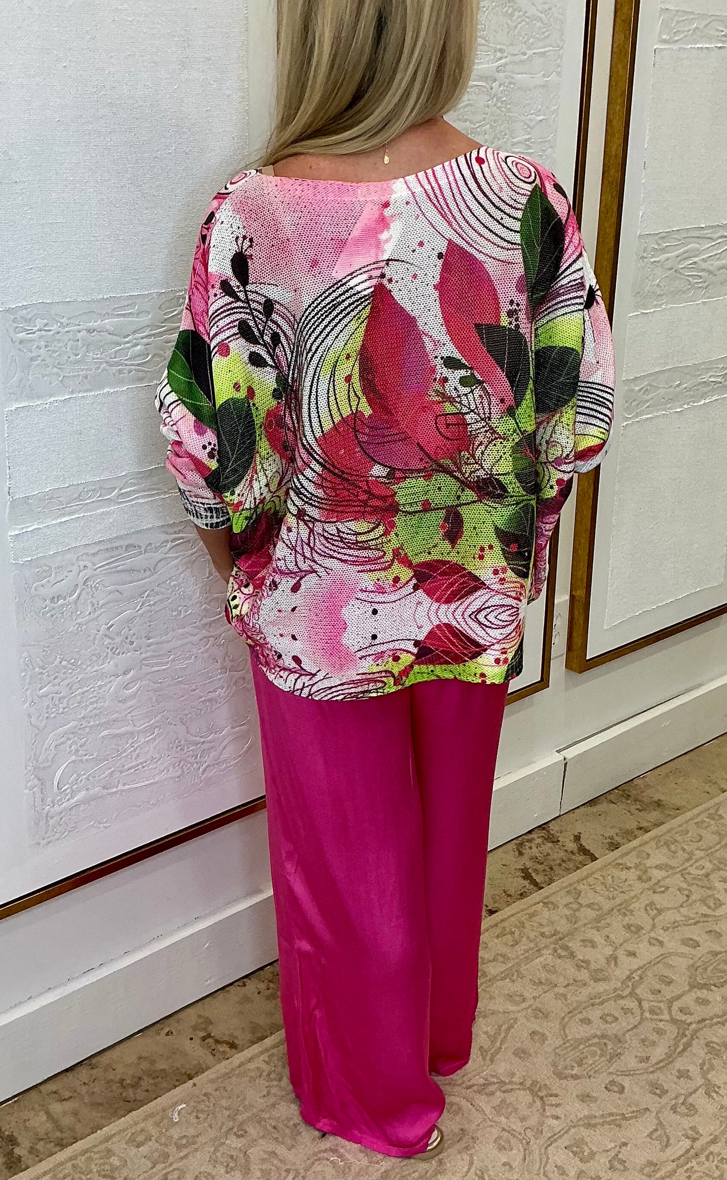 Hot Pink Satin Feel Pants - One Size