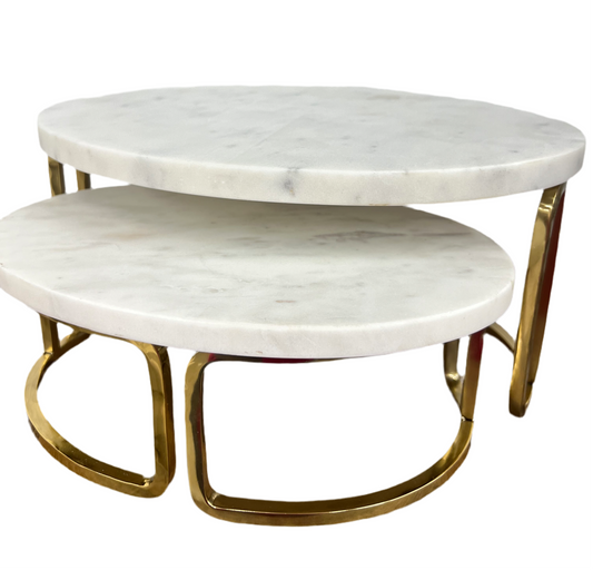 White Marble Oval Cake Stands S/2
