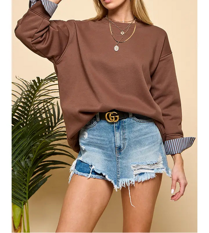 Brown Stripe Detail Sweatshirt