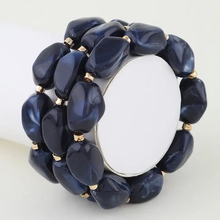 Navy Abstract Stone Bracelet