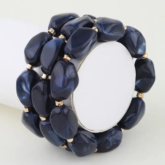 Navy Abstract Stone Bracelet