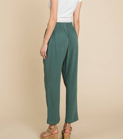 Sage Linen Capri Pants