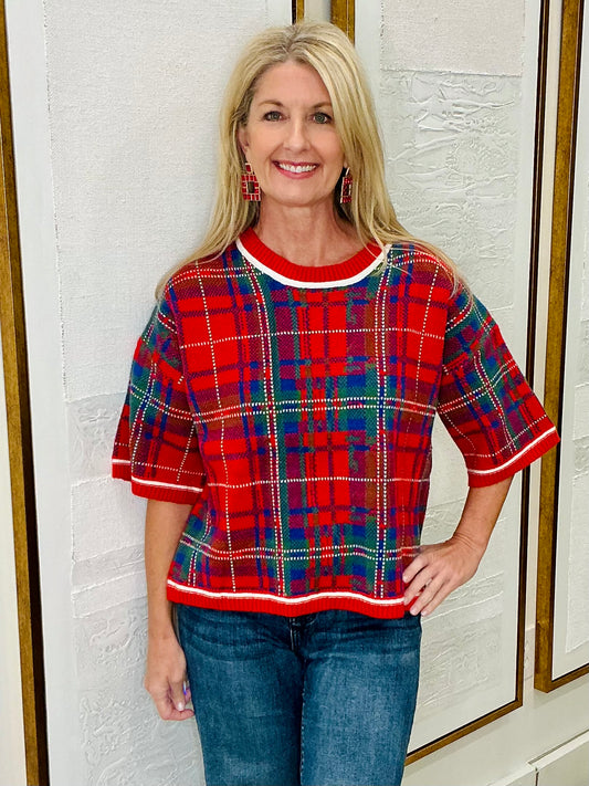 Red & Green Plaid Sweater