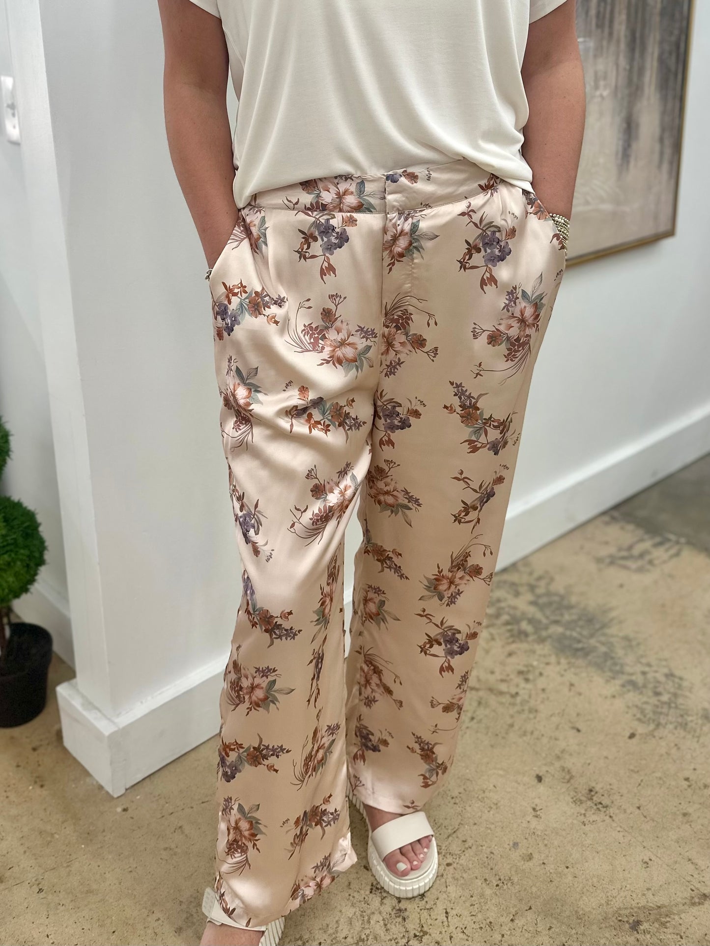 Satin Floral Pants