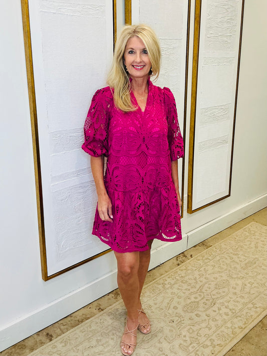 Lace Dress in Magenta