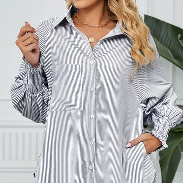 Striped Cuff Sleeve Top