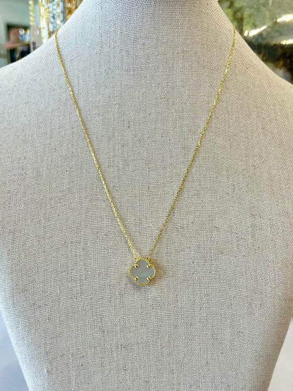 Gold Mother of Pearl Quatrefoil Necklace