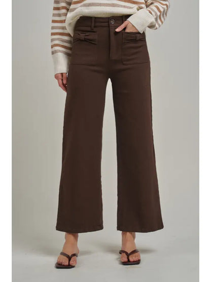 Wide Leg Stretch Pants w/ Bow Pocket Jean