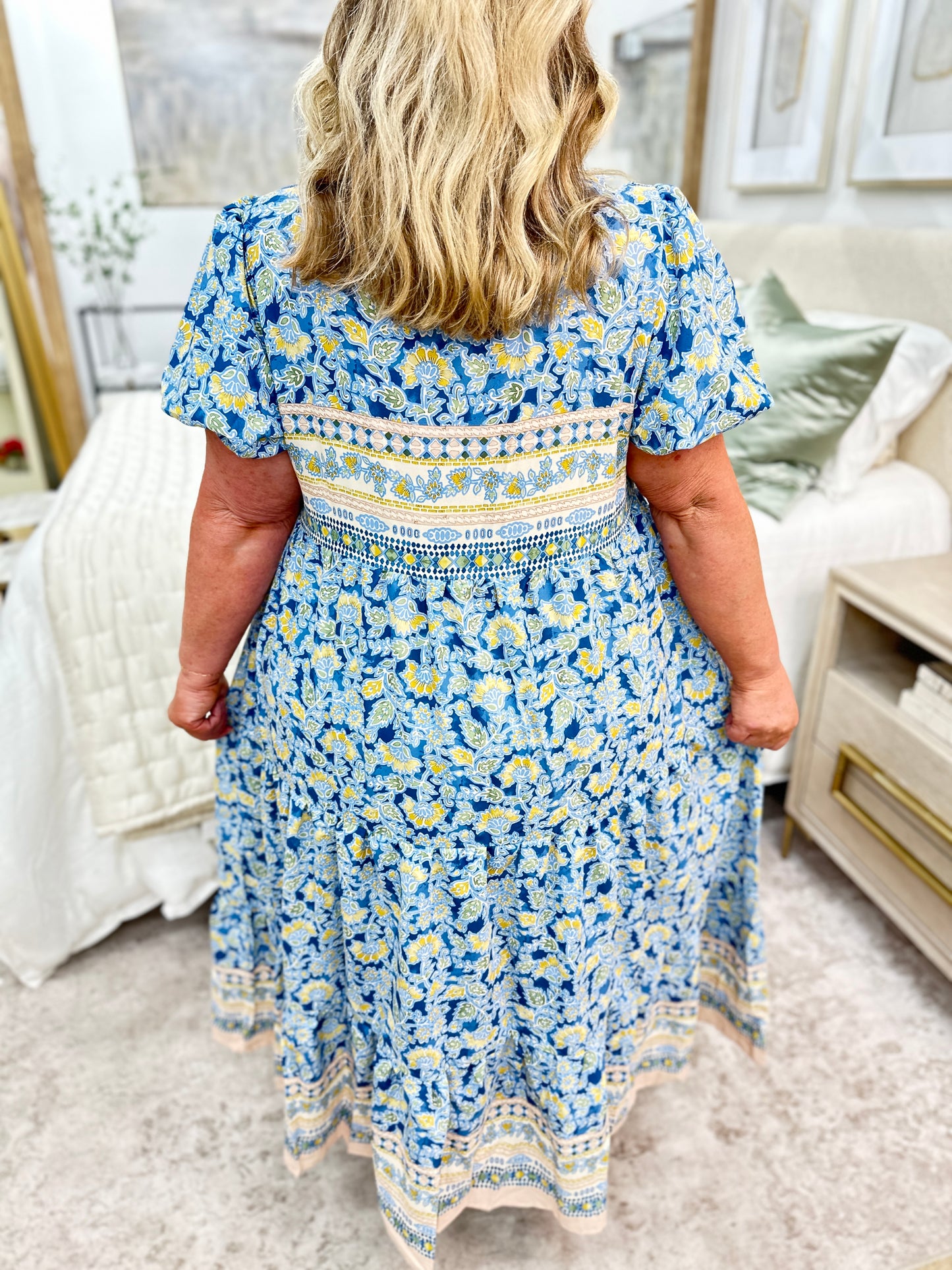 Blue Floral Plus Size Dress