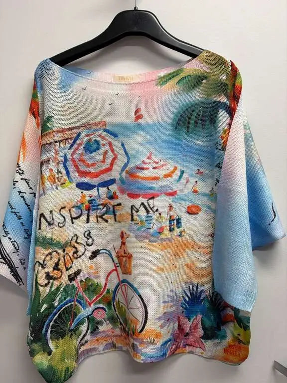 Beach Knit 3/4 Sleeve Sweater - One Size