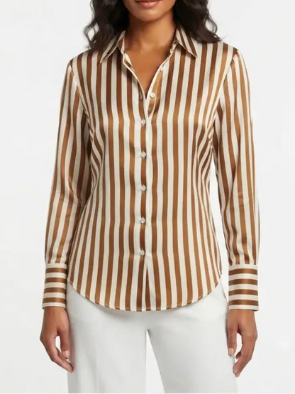 Striped Button-Up Top Coffee