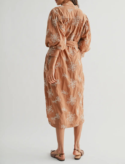 Embroidered Belted Dress