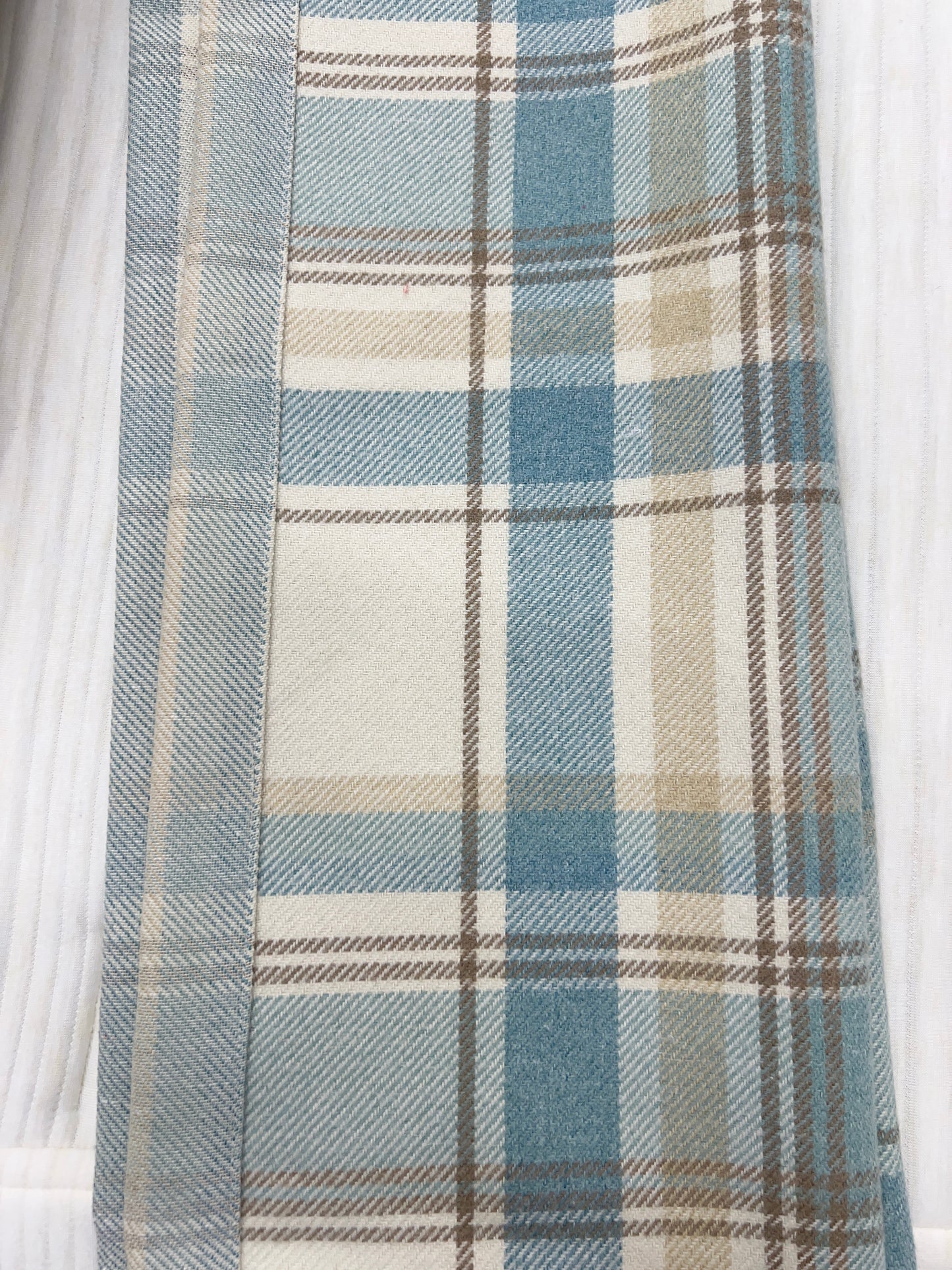 Light Blue & Cream Tartan Bed Runner 20"x100"