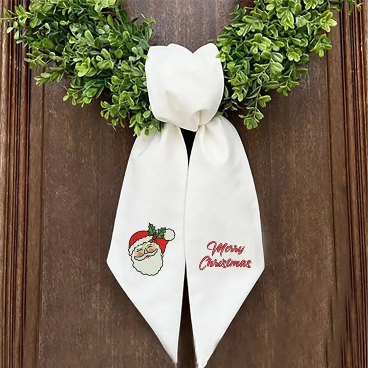 Embroidered Santa Wreath Sash