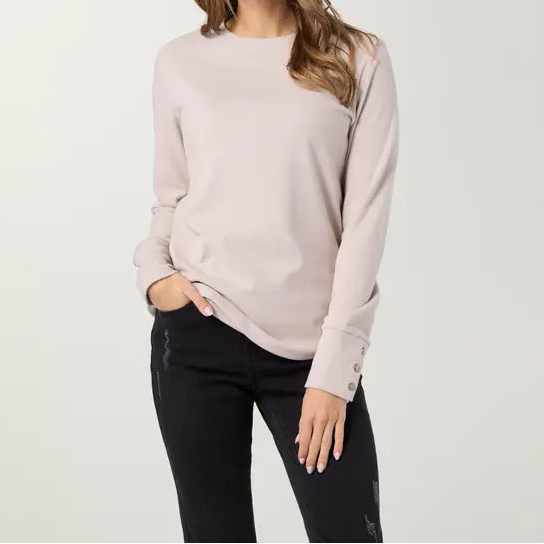 Ecru Soft Snap Cuff Top