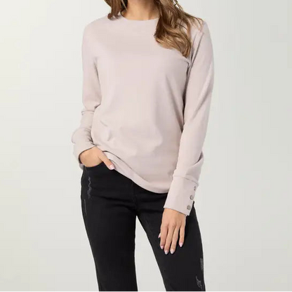 Ecru Soft Snap Cuff Top