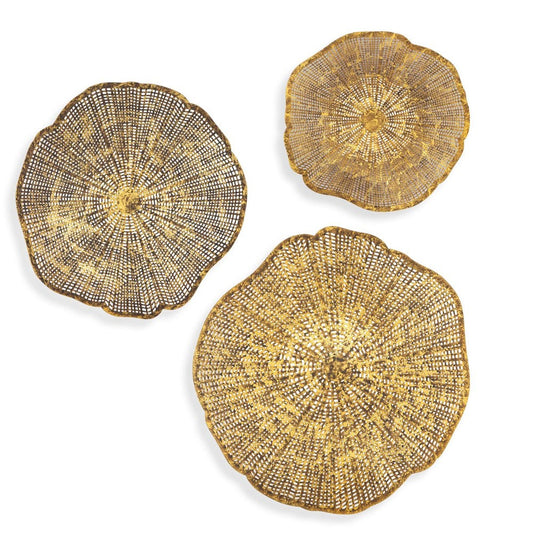 Distressed Gold Metal Wall Art S/3