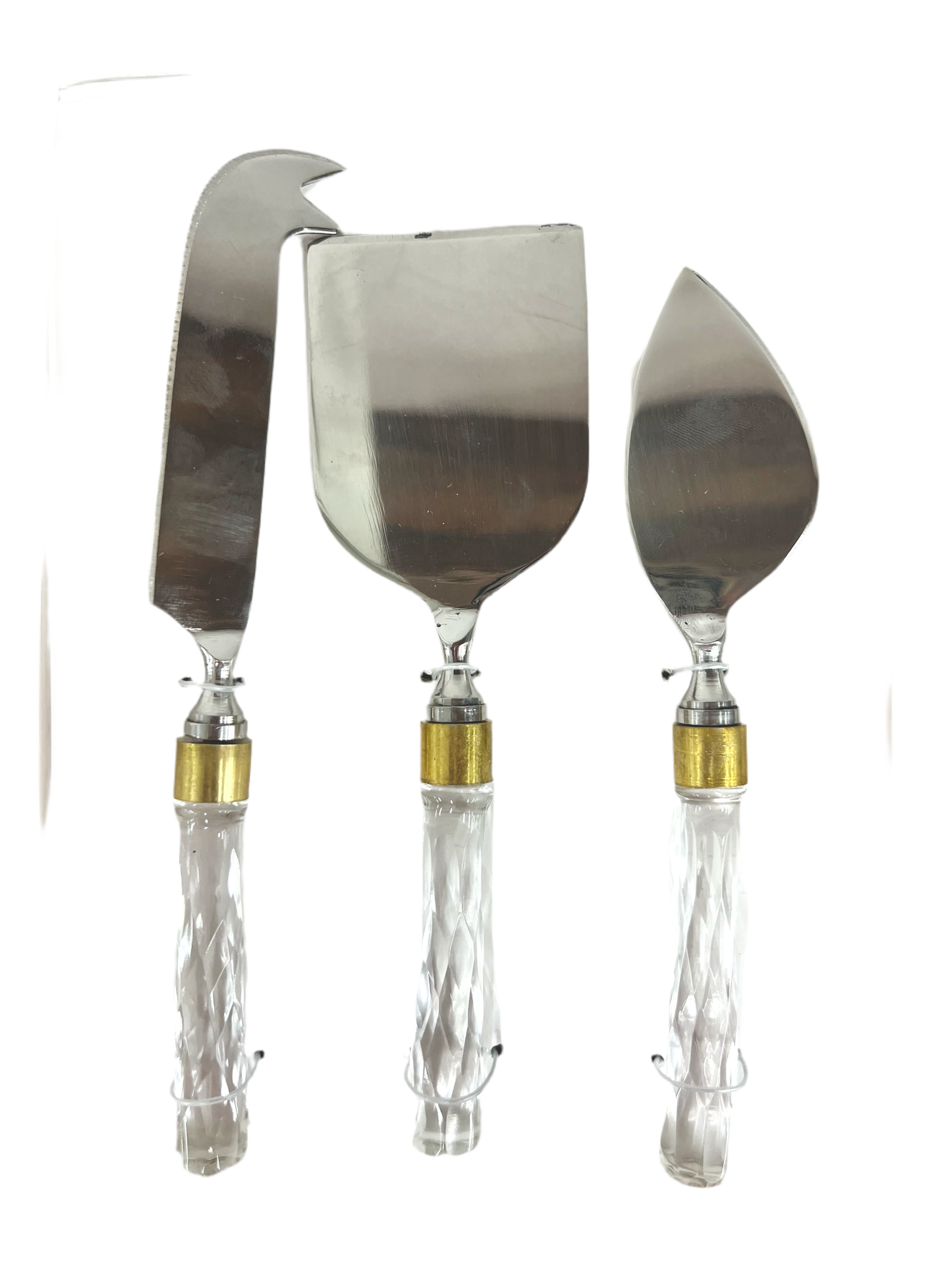 Cheese Set w/ Glass Handles S/3