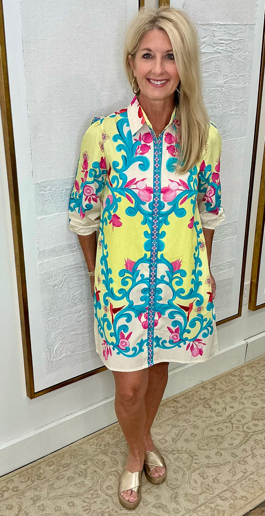 Aqua Scroll Dress