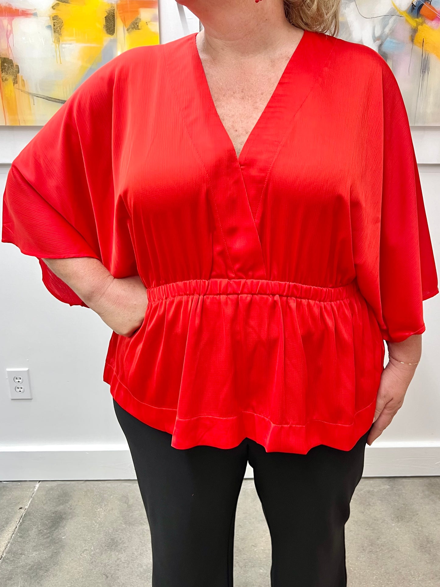 Plus Red Peplum Top