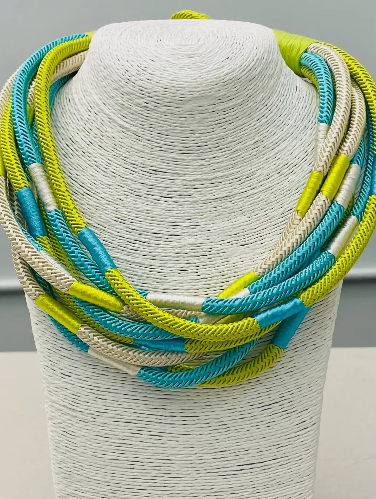 Eight Strand Necklace Lime/Turquoise