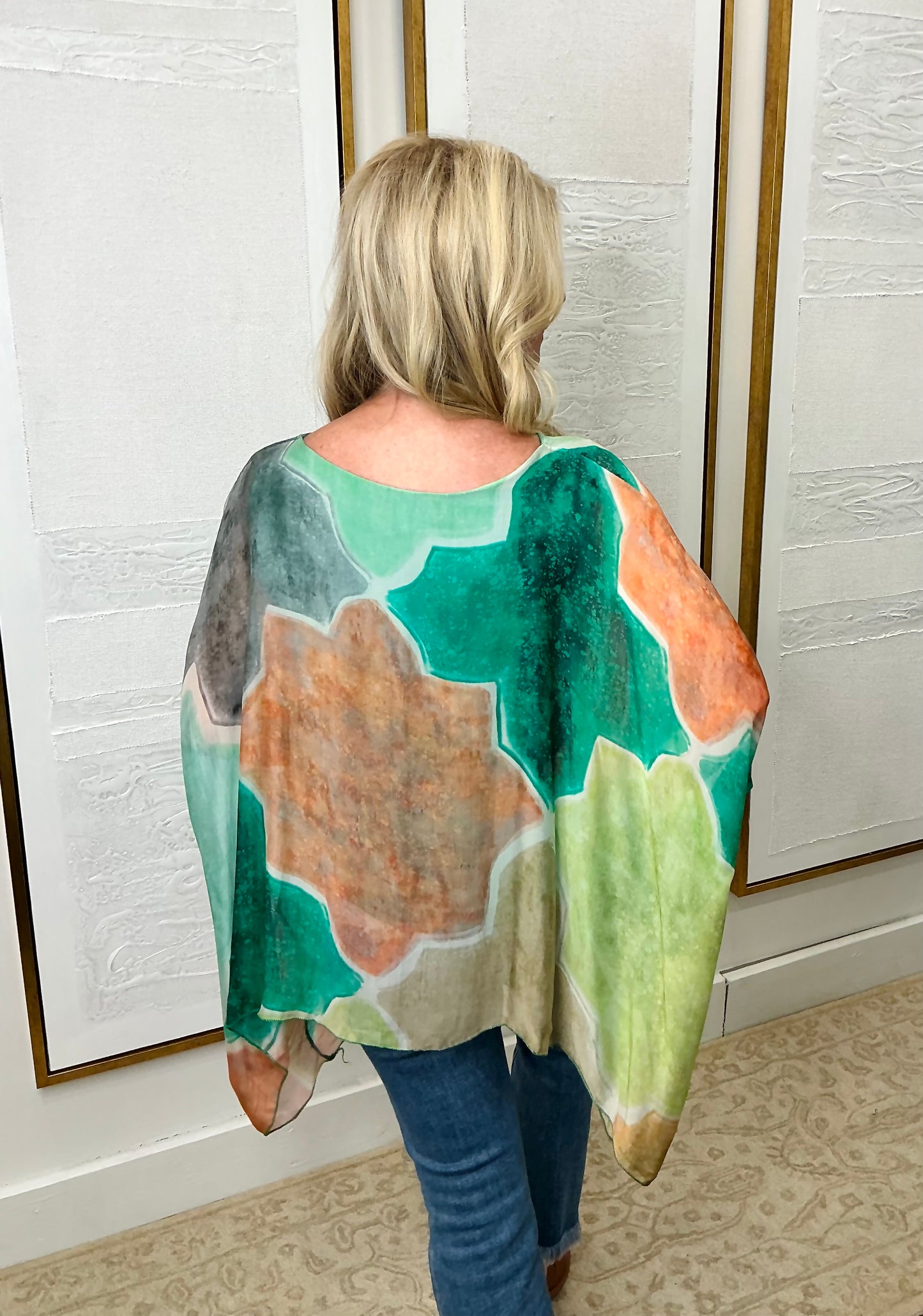 Green Mosaic Print Top