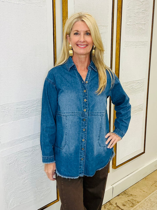 Medium Wash Denim Top