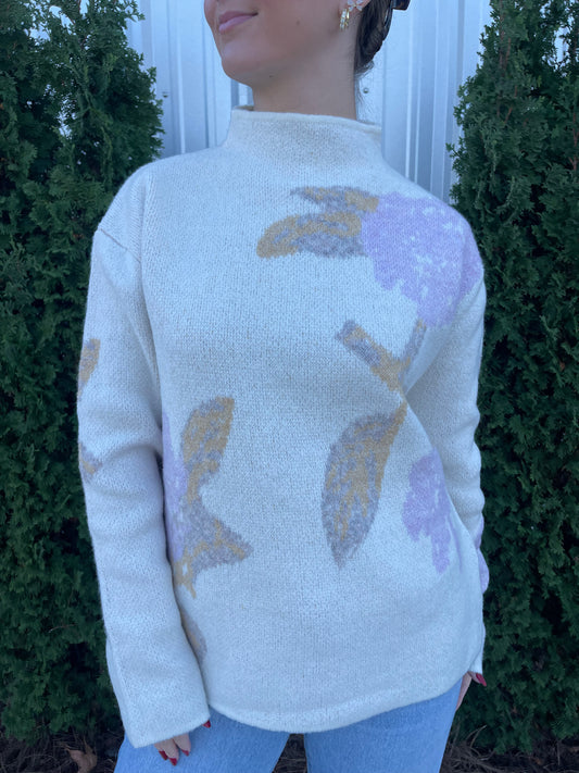 Ivory Floral Print Sweater