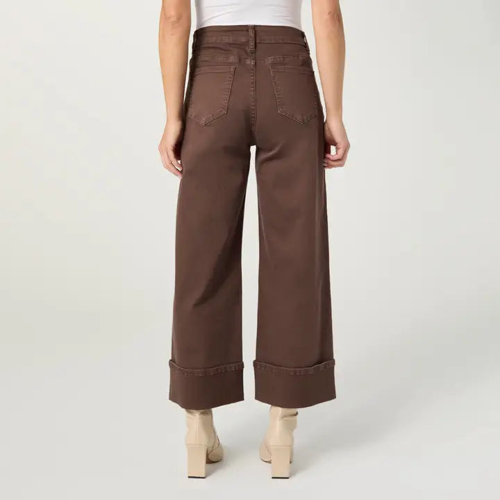 Brown Wide Leg Cuff Pant