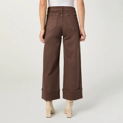 Brown Wide Leg Cuff Pant