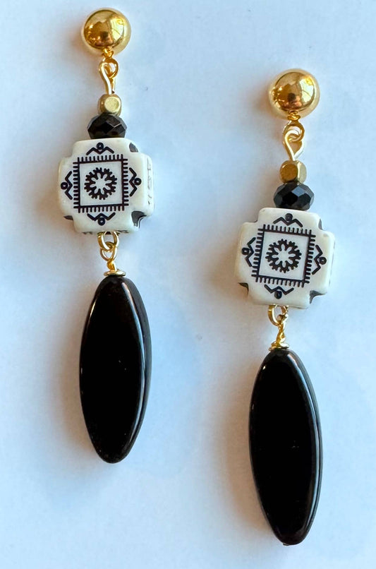 Black & White Drop Earrings