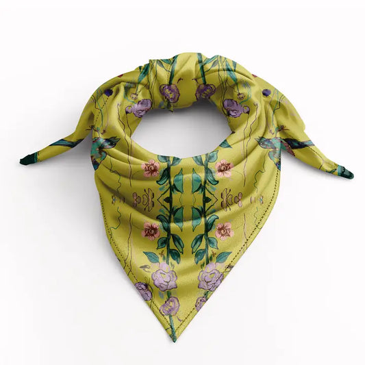 Lime Feather Pattern Scarf