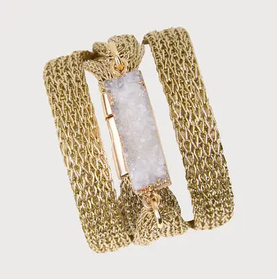 Natural Stone Gold Chain Bracelet