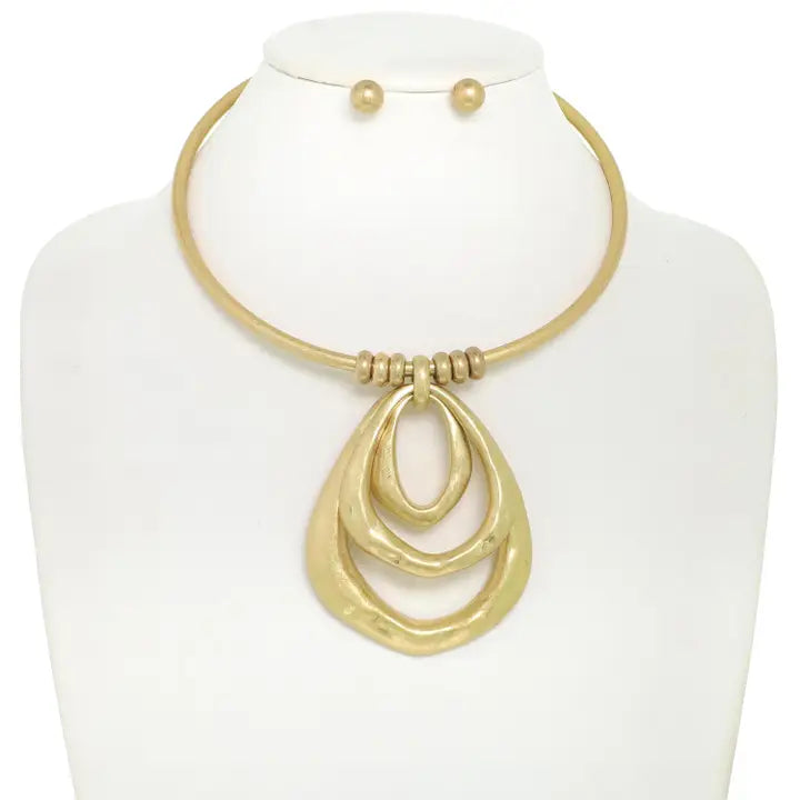 Gold Multi Teardrop Necklace Set