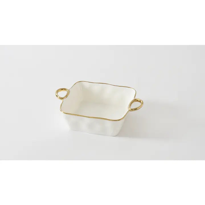 8x8 White & Gold Porcelain Baking Dish