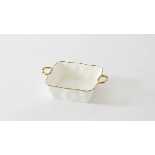 8x8 White & Gold Porcelain Baking Dish