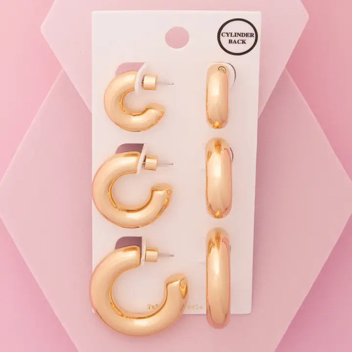 3-Pair Hoop Earrings