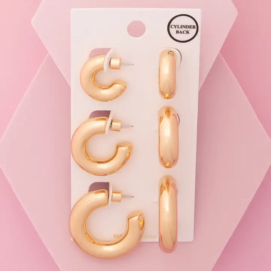 3-Pair Hoop Earrings