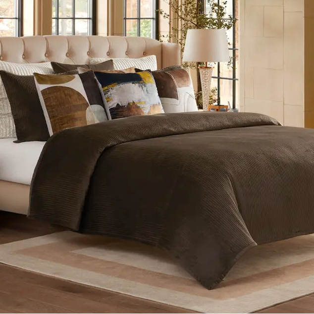 Velvet Quilt Set Chocolate KING