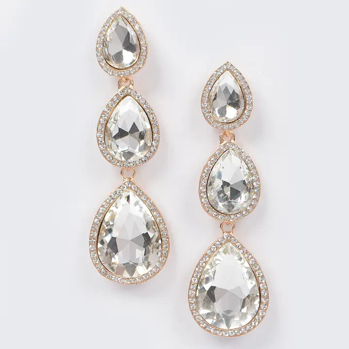 Clear Teardrop Dangle Earrings