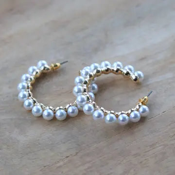 Pearl Hoop Earings