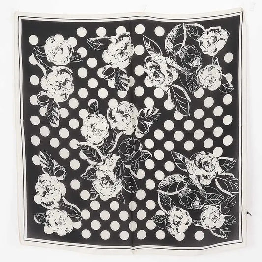 Black & White Polka Dot Floral Scarf