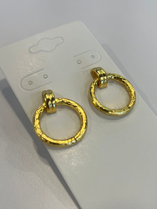 Gold Hammered Link Hoop Earrings