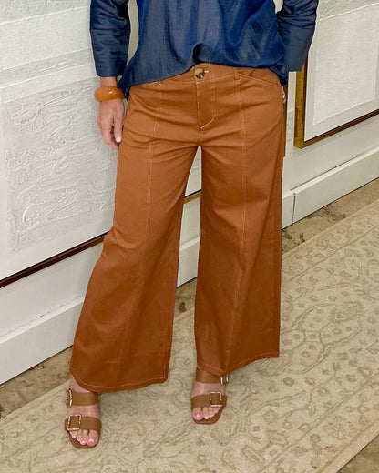 Camel High-Rise Stretch Pants