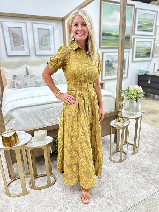 Gold Floral Maxi Dress
