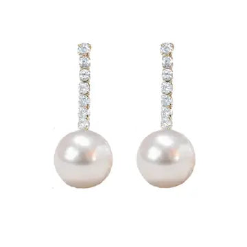 Swingy Pearl /Diamond Drop Earrings