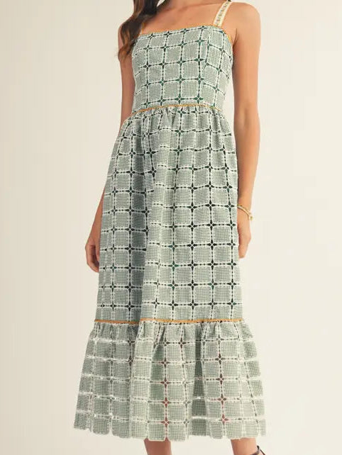 Gingham Crochet Checked Dress