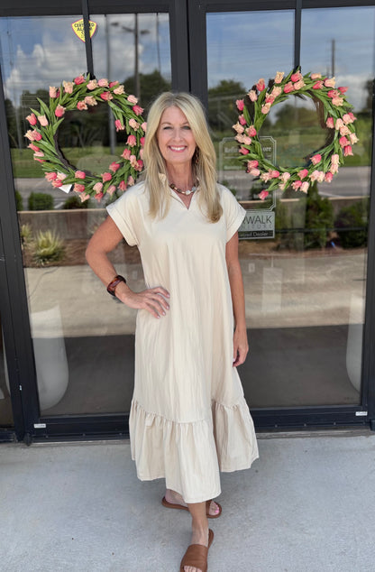 Relaxed Fit Ruffle Neck Dress