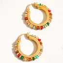 18k Color Beaded Hoops